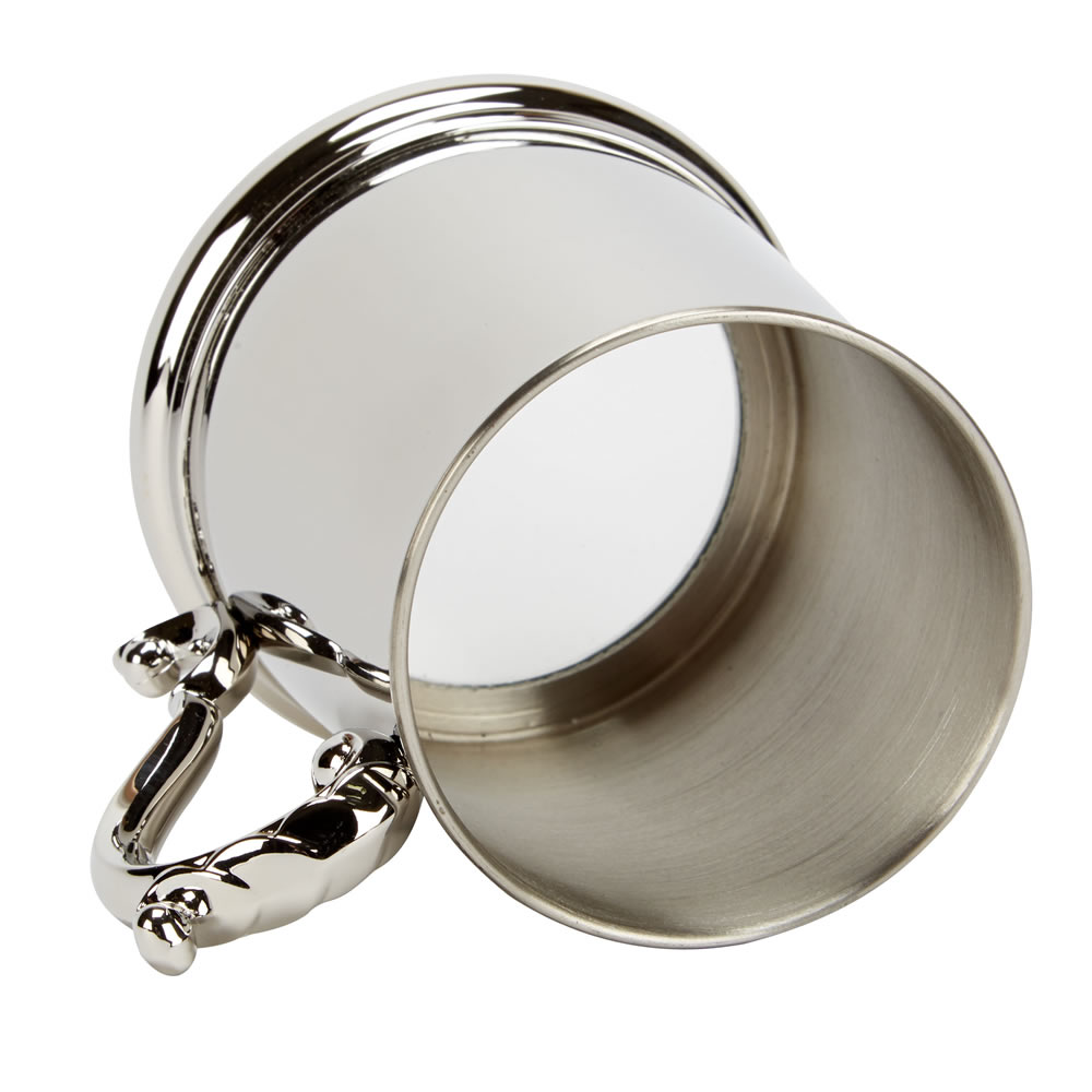 Stainless Steel Glass Bottomed Tankard with Georgian Handle